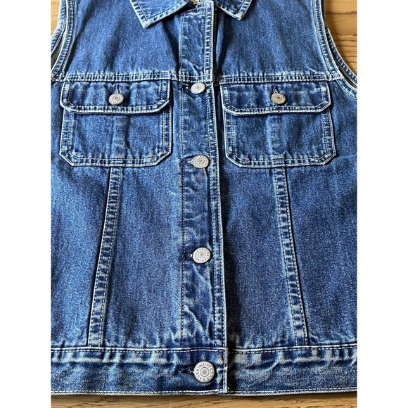 VTG Eddie Bauer Denim Vest Womens Size XS Button Sleeveless Pockets 90s - Picture 5 of 14